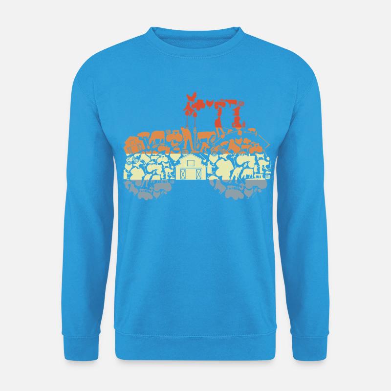 Retro Traktor Silhouette - Unisex Pullover - Meeresblau