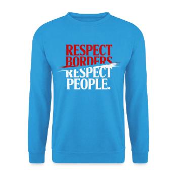 Respecter les frontières Respecter les gens - Groenland - Sweat-shirt Unisexe - bleu mer - Devant - Alina (178cm) & Michal (187cm)