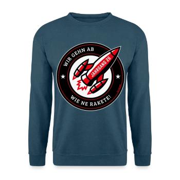Jahrgang 26 – Wir Gehn Ab Wie Ne Rakete! (NEG Red) - Unisex Pullover - Meeresblau - Vorne - Alina (178cm) & Michal (187cm)