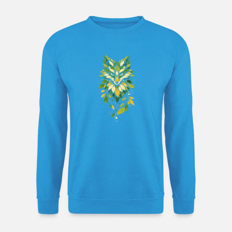 Blätter-Fuchsporträt - Unisex Pullover - Meeresblau