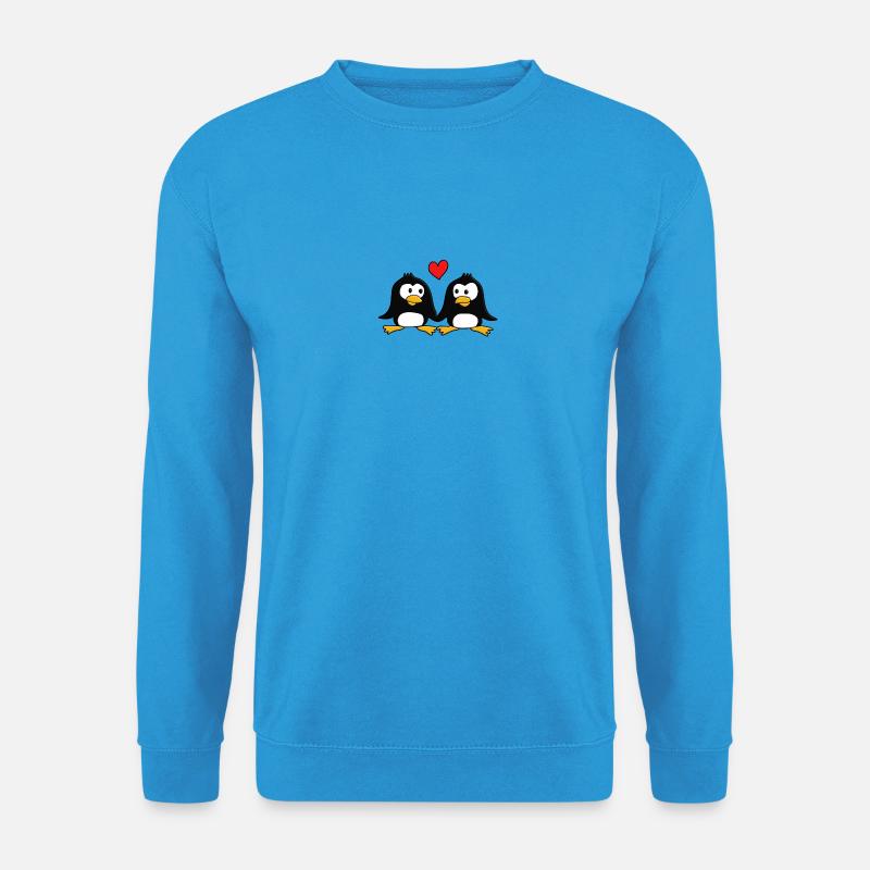 2 verliebte Pingus :) - Unisex Pullover - Meeresblau