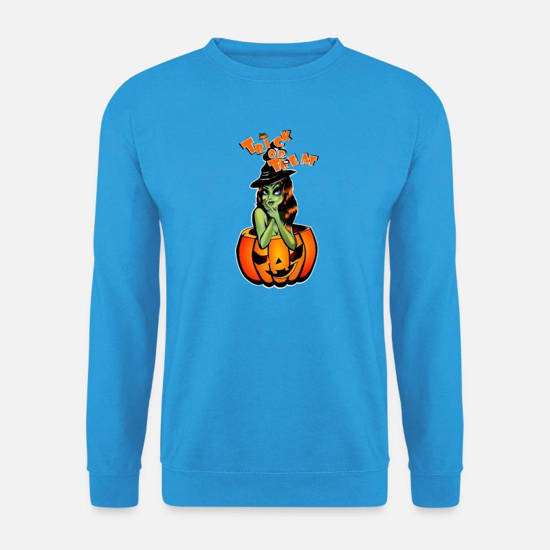 Süßes oder Saures Hexe im Kürbis - Unisex Pullover - Meeresblau