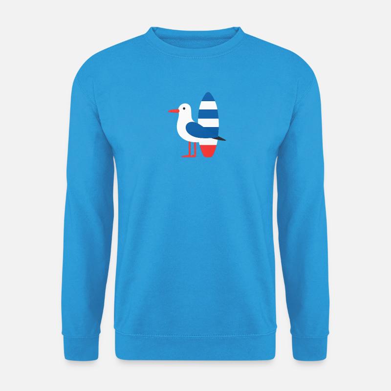 Möwe mit Surfbrett - Unisex Pullover - Meeresblau