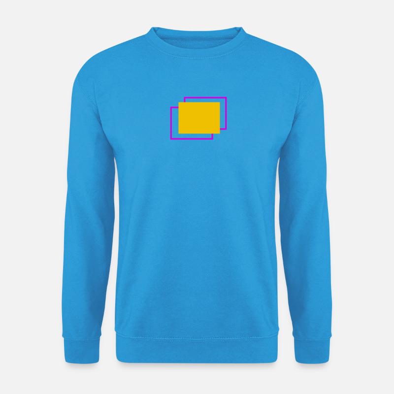 Gelber und fuchsiafarbener gestaffelter Rahmen - Unisex Pullover - Meeresblau