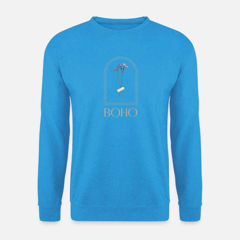 Boho Blütenstrauß im Bogenrahmen - Unisex Pullover - Meeresblau