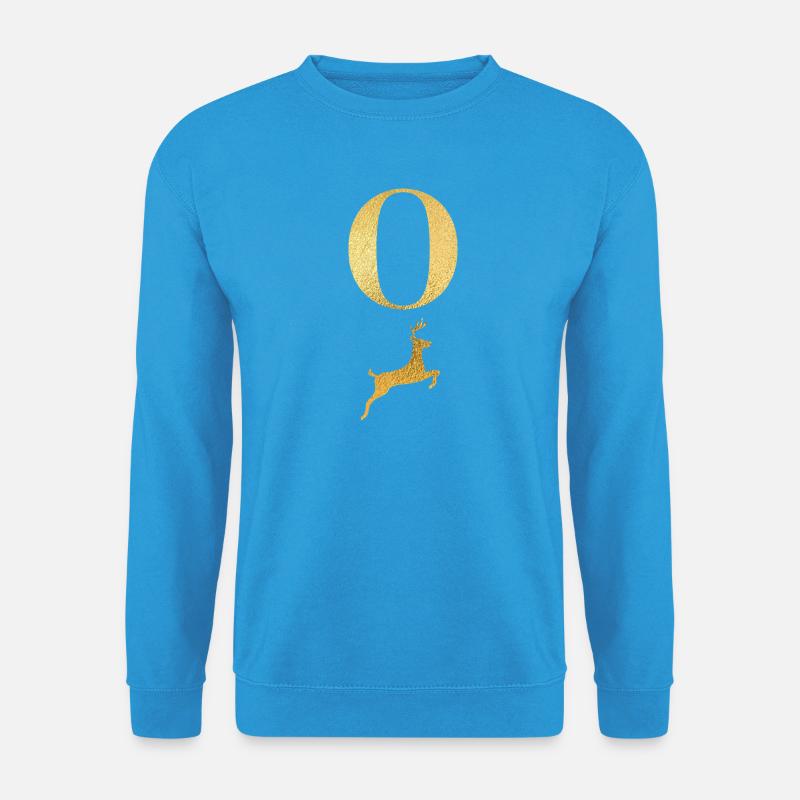 Buchstabe o goldener Hirsch - Geschenkidee - Unisex Pullover - Meeresblau