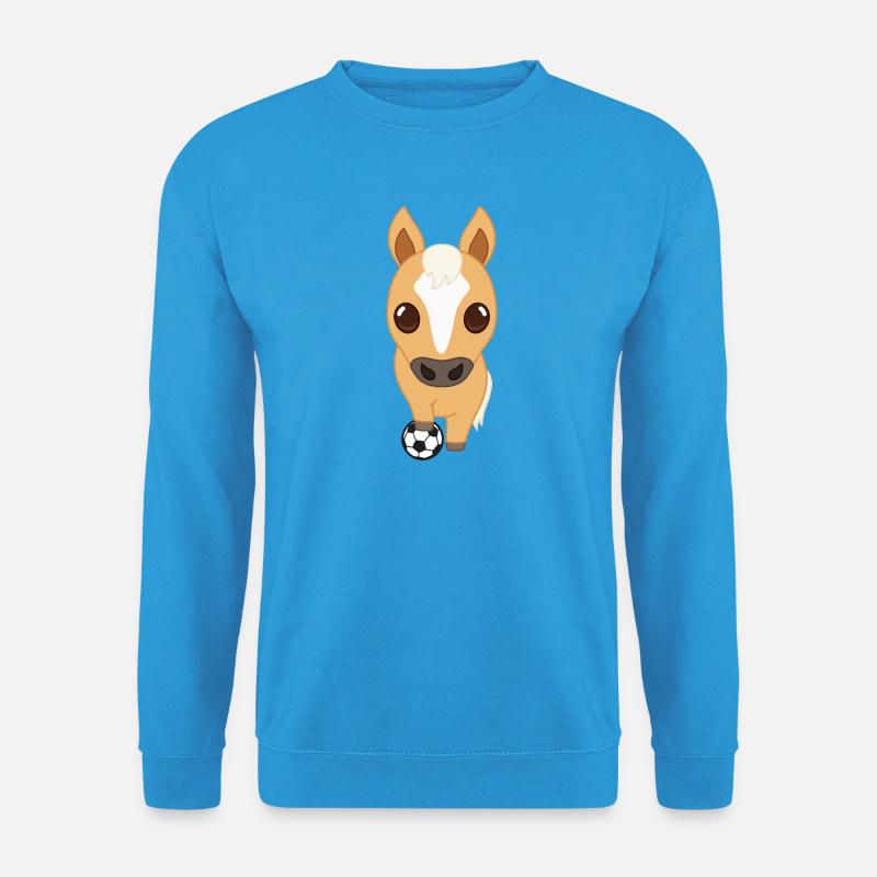 Fußball-Pferd Cartoon - Unisex Pullover - Meeresblau