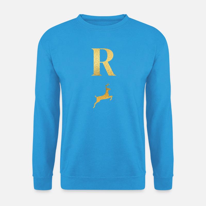 Buchstabe r goldener Hirsch - Geschenkidee - Unisex Pullover - Meeresblau