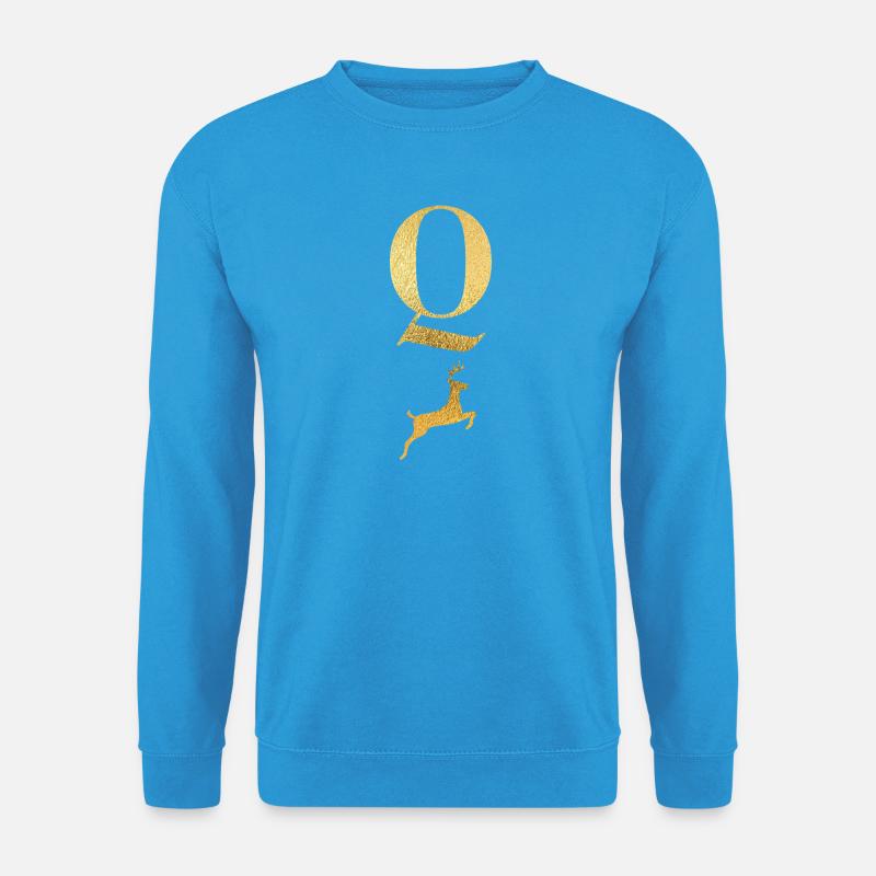 Buchstabe Q Goldener Hirsch - Geschenkidee - Unisex Pullover - Meeresblau