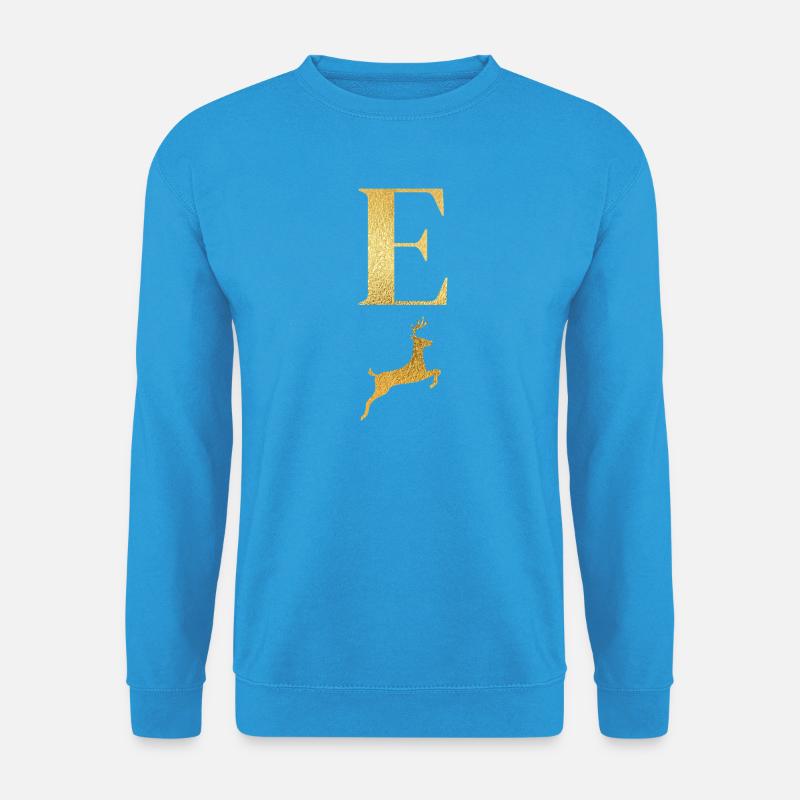 Buchstabe e goldener Hirsch - Geschenkidee - Unisex Pullover - Meeresblau