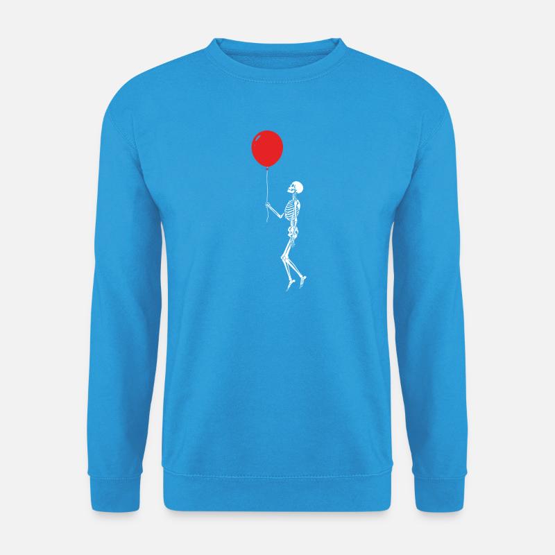 Skelett mit rotem Ballon - Unisex Pullover - Meeresblau