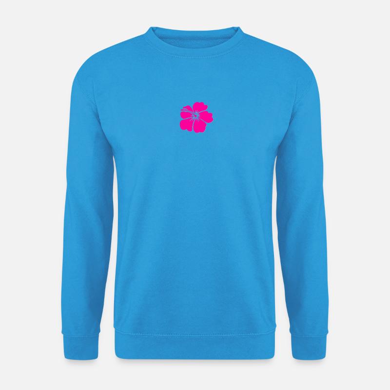 Lebendige Hibiskusblüte Fuchsia Pink - Unisex Pullover - Meeresblau