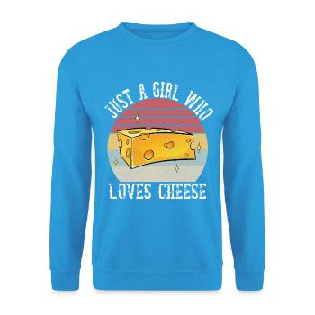 Just A Girl Who Loves Cheese Shirt Cheese Lover - Unisex Sweatshirt - sea blue - Front - Alina (178cm) & Michal (187cm)