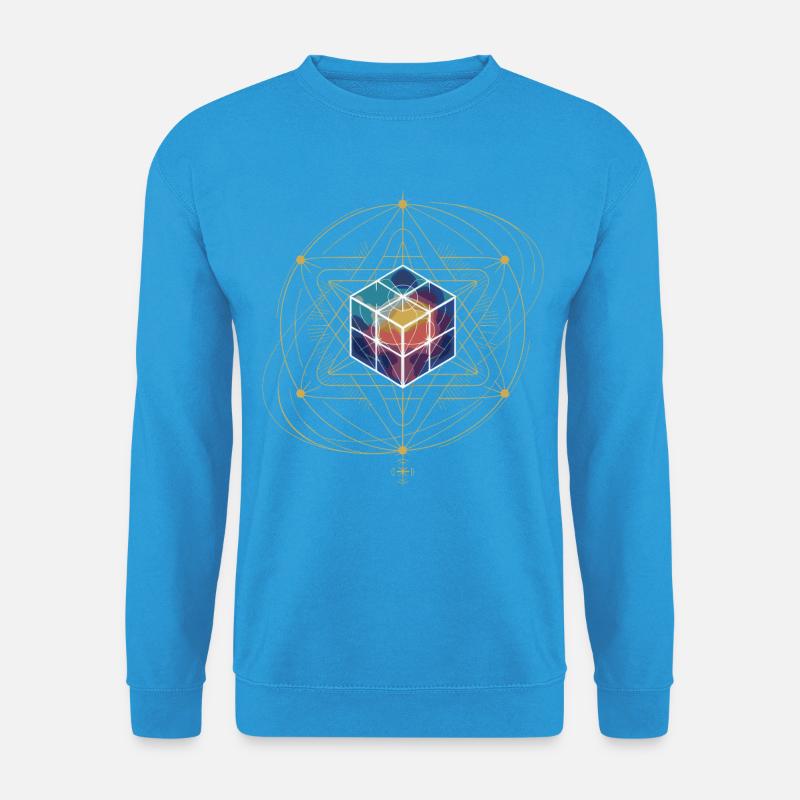 Metatrons Würfel Heilige Geometrie Kosmische Kunst - Unisex Pullover - Meeresblau