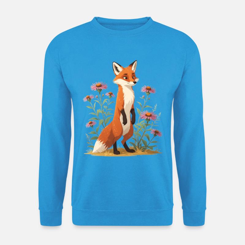 Fuchs mit Blumenmuster Illustration - Unisex Pullover - Meeresblau