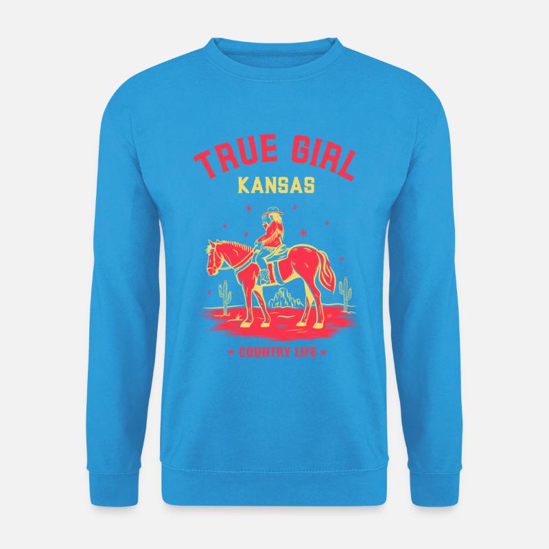 ECHTES KANSAS-MÄDCHEN - Unisex Pullover - Meeresblau