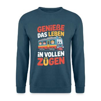 Railway Enjoy life to the fullest Railway - Unisex Sweatshirt - sea blue - Front - Alina (178cm) & Michal (187cm)