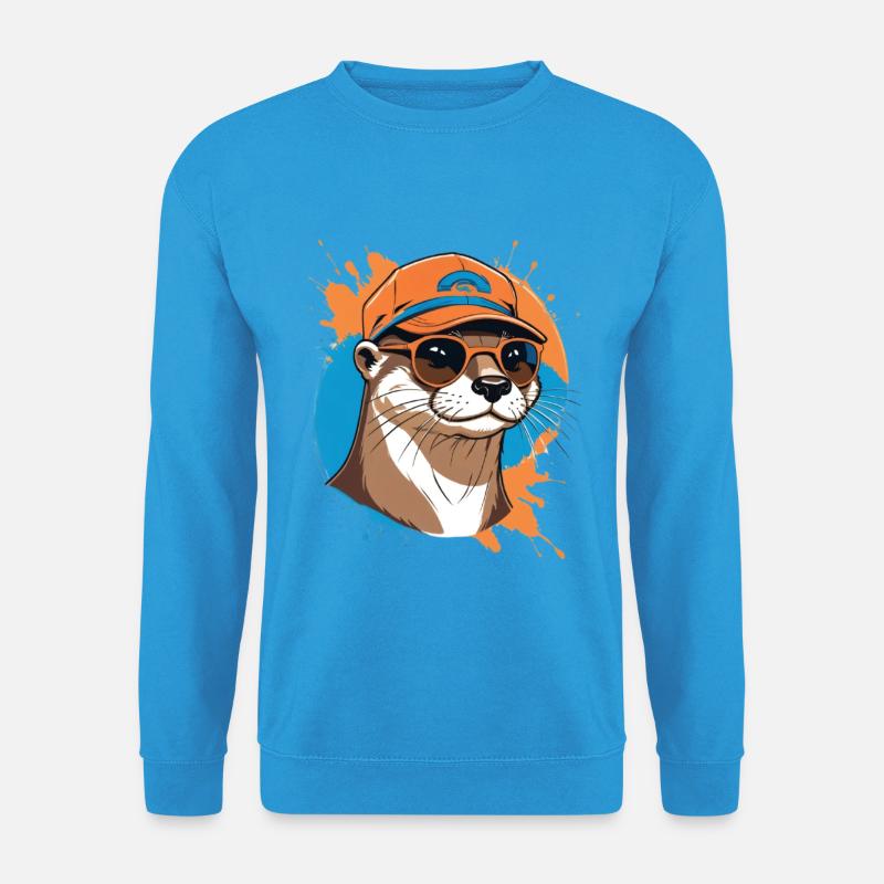 Otter im Cap mit Sonnenbrille - Unisex Pullover - Meeresblau