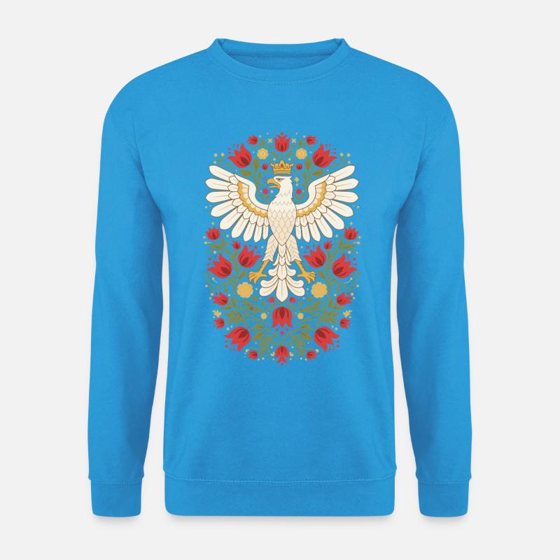 Polnischer Adler Volksblumenkunst - Unisex Pullover - Meeresblau