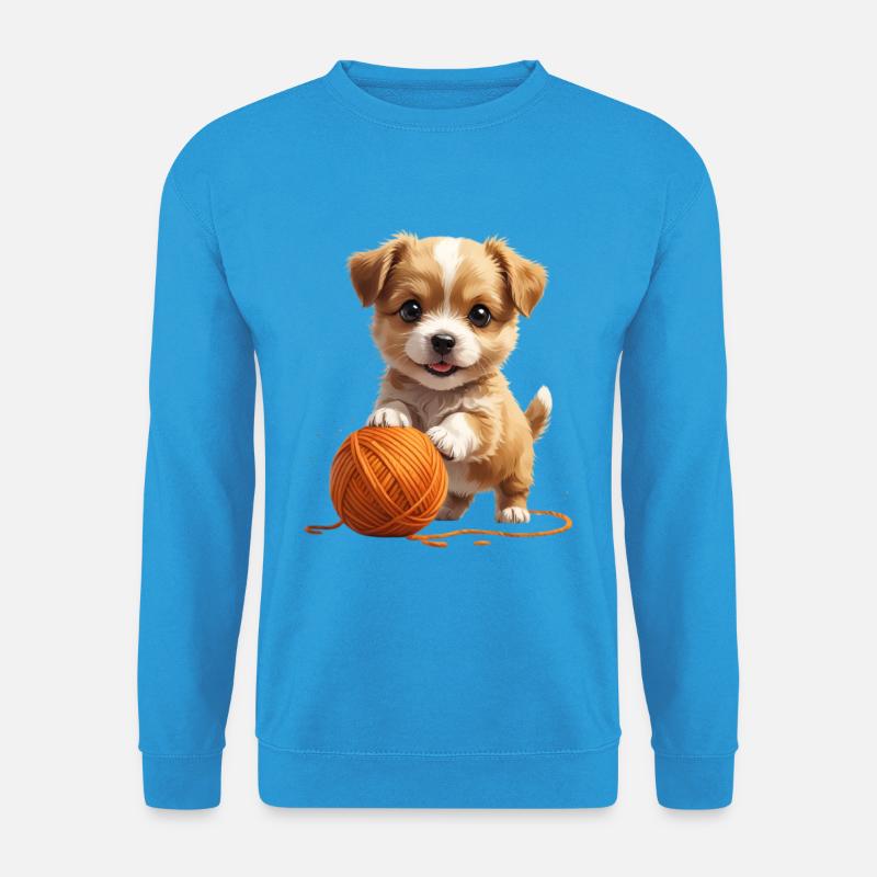 Kuschelhund mit Garnball - Unisex Pullover - Meeresblau