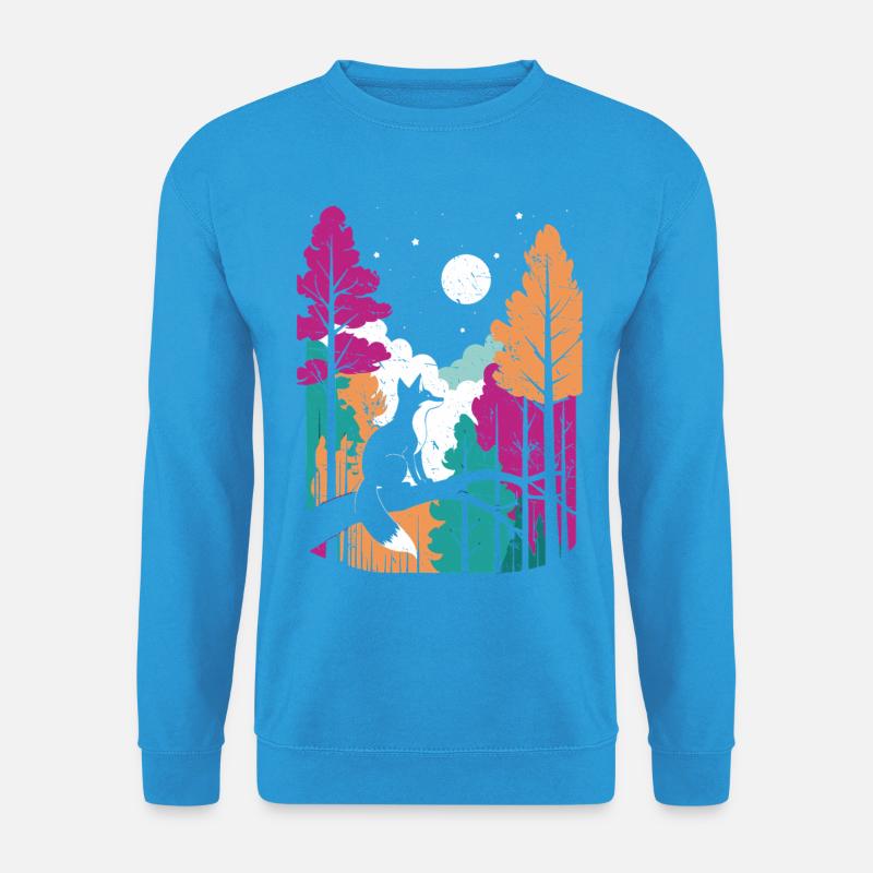 Mondwolf im farbenfrohen Waldfuchs - Unisex Pullover - Meeresblau