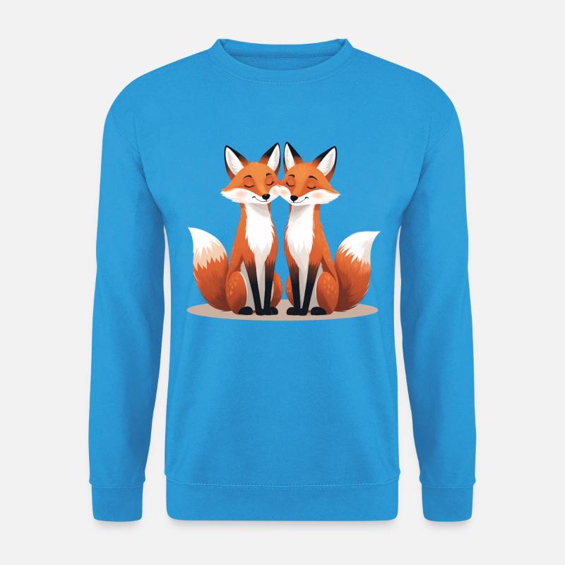 Zwei kuschelnde Füchse - Unisex Pullover - Meeresblau