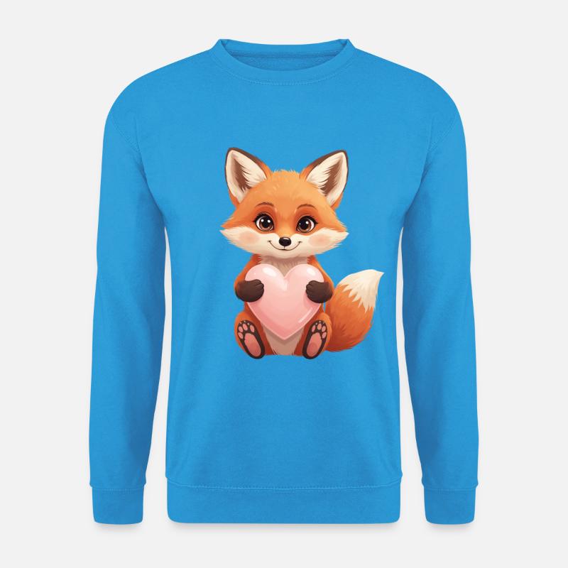 Süßer Fuchs mit Herz - Unisex Pullover - Meeresblau