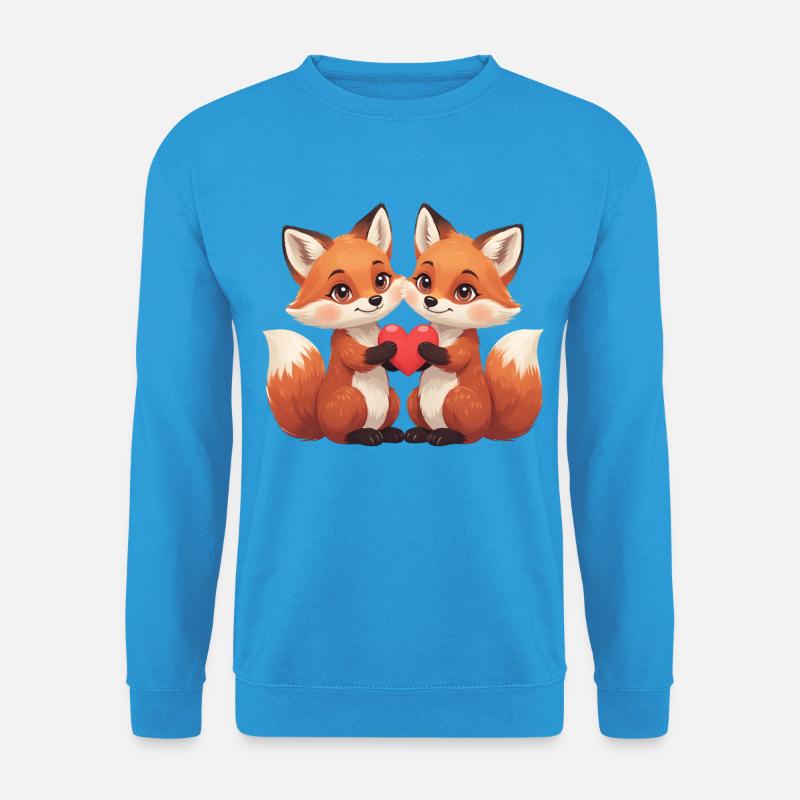 Fuchspaar mit Herz - Unisex Pullover - Meeresblau