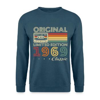 1969 Vintage Rétro Cadeau D'anniversaire - Sweat-shirt Unisexe - bleu mer - Devant - Alina (178cm) & Michal (187cm)