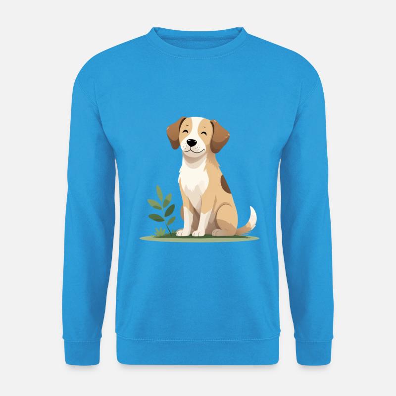 Fröhlicher Welpe im Gras - Unisex Pullover - Meeresblau