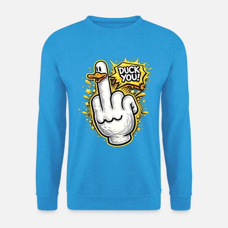 Duck You Comic Style Mittelfinger Ente - Unisex Pullover - Meeresblau