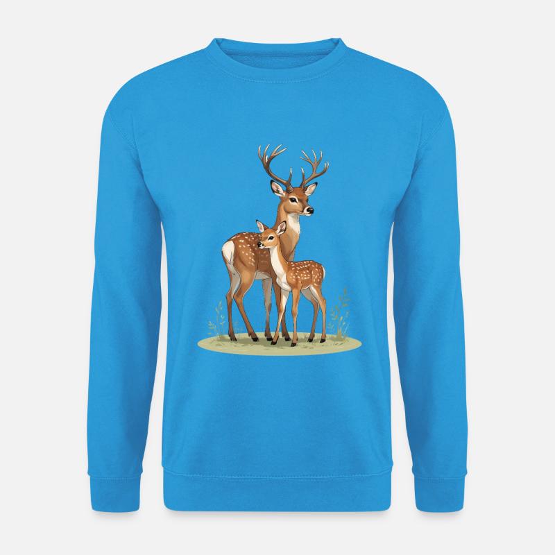 Waldrehe Duo Natursilhouette - Unisex Pullover - Meeresblau