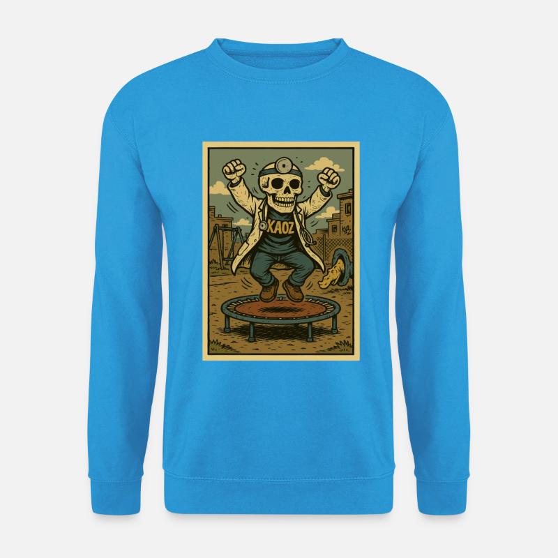 Skelettarzt auf dem Trampolin - Unisex Pullover - Meeresblau