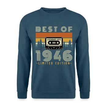1946 Vintage Rétro Cadeau D'anniversaire - Sweat-shirt Unisexe - bleu mer - Devant - Alina (178cm) & Michal (187cm)