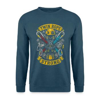 Ouvrier à hauteur d’escalade industrielle Double corde solide - Sweat-shirt Unisexe - bleu mer - Devant - Alina (178cm) & Michal (187cm)