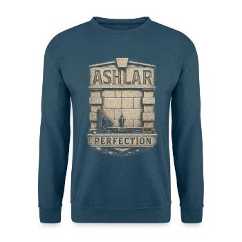 Stonemasonry Stonemasonry Ashlar Perfection - Unisex Sweatshirt - sea blue - Front - Alina (178cm) & Michal (187cm)