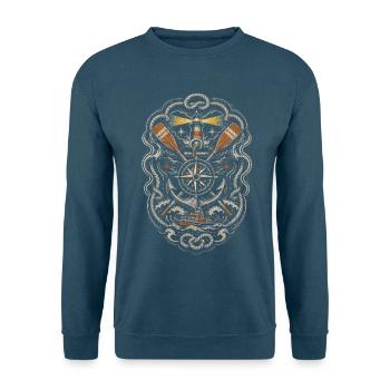 Küstenwache Rettungsschwimmer - Unisex Pullover - Meeresblau - Vorne - Alina (178cm) & Michal (187cm)
