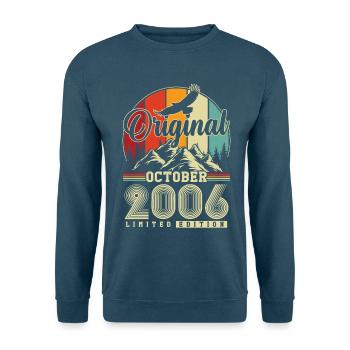 Original October 2006 – 20th Birthday Vintage - Unisex Sweatshirt - sea blue - Front - Alina (178cm) & Michal (187cm)