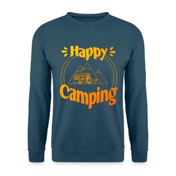Happy Camping - conception graphique joyeuse et cool - Sweat-shirt Unisexe - bleu mer - Devant - Alina (178cm) & Michal (187cm)