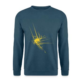 Gelbes Explosionsstern Muster - Unisex Pullover - Meeresblau - Vorne - Alina (178cm) & Michal (187cm)
