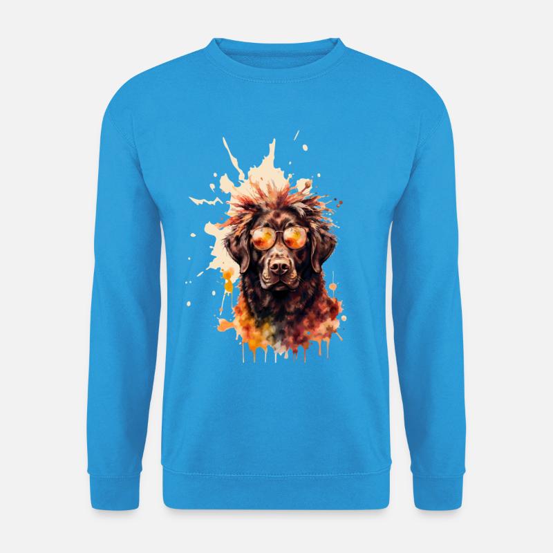 Cooler Aquarell-Hund mit Sonnenbrille - Unisex Pullover - Meeresblau