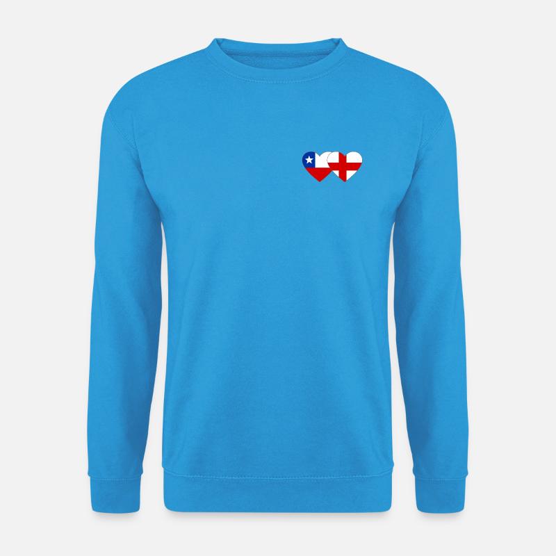 Chile England Flagge Herz  - Unisex Pullover - Meeresblau