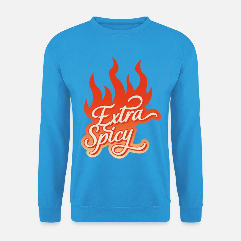 Extra Spicy – Feurige Typografie - Unisex Pullover - Meeresblau