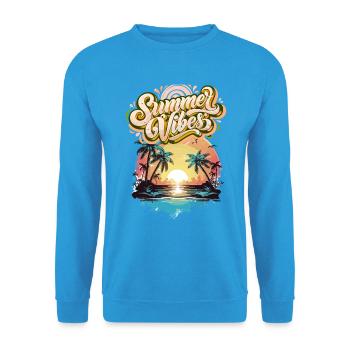 Sommerstimmung Palmen Sunset - Unisex Pullover - Meeresblau - Vorne - Alina (178cm) & Michal (187cm)