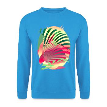 Sonne Papagei Sommer - Unisex Pullover - Meeresblau - Vorne - Alina (178cm) & Michal (187cm)