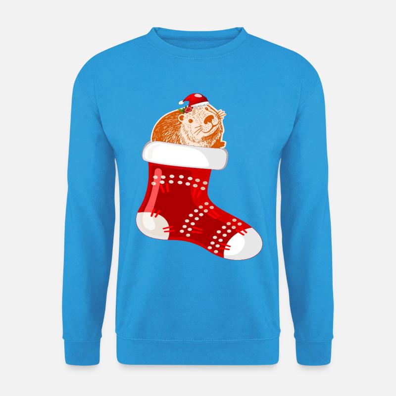 WEIHNACHTSMANN WEIHNACHTSSTRÜMPFE CAPYBARA - Unisex Pullover - Meeresblau