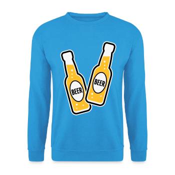 2 Grillage des bouteilles de bière (Beery / POS 3C) - Sweat-shirt Unisexe - bleu mer - Devant - Alina (178cm) & Michal (187cm)