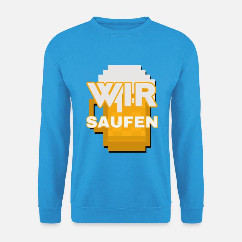 Wir Saufen Pixel Bier Motiv - Unisex Pullover - Meeresblau
