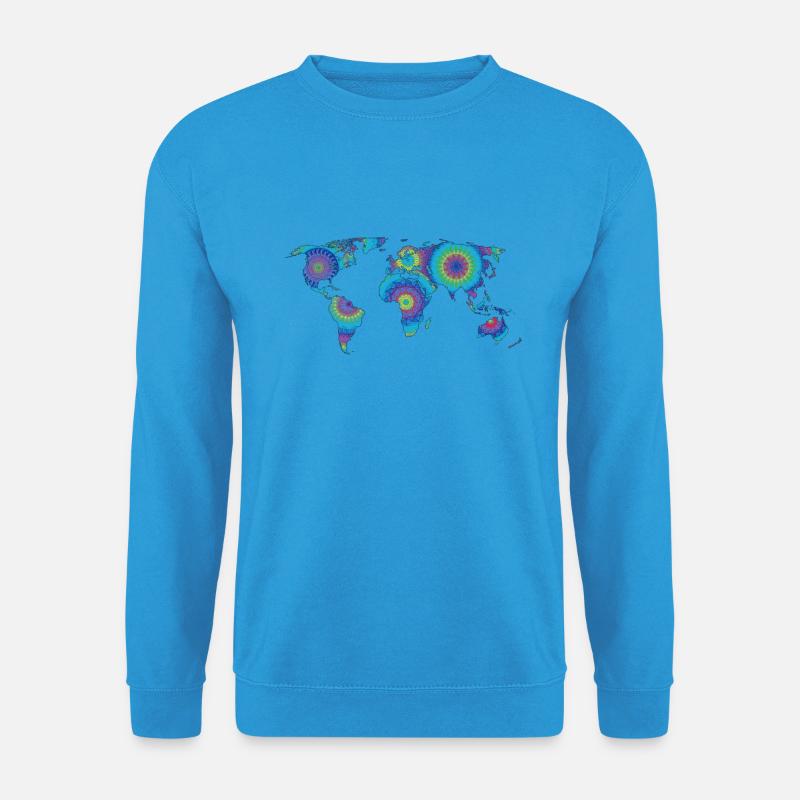 Mandala-Weltkarte bunt - Unisex Pullover - Meeresblau