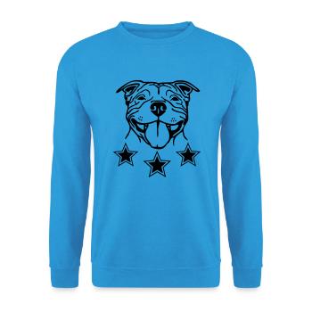 Stafford Happy © www.dog-power.nl - Unisex Sweatshirt - sea blue - Front - Alina (178cm) & Michal (187cm)